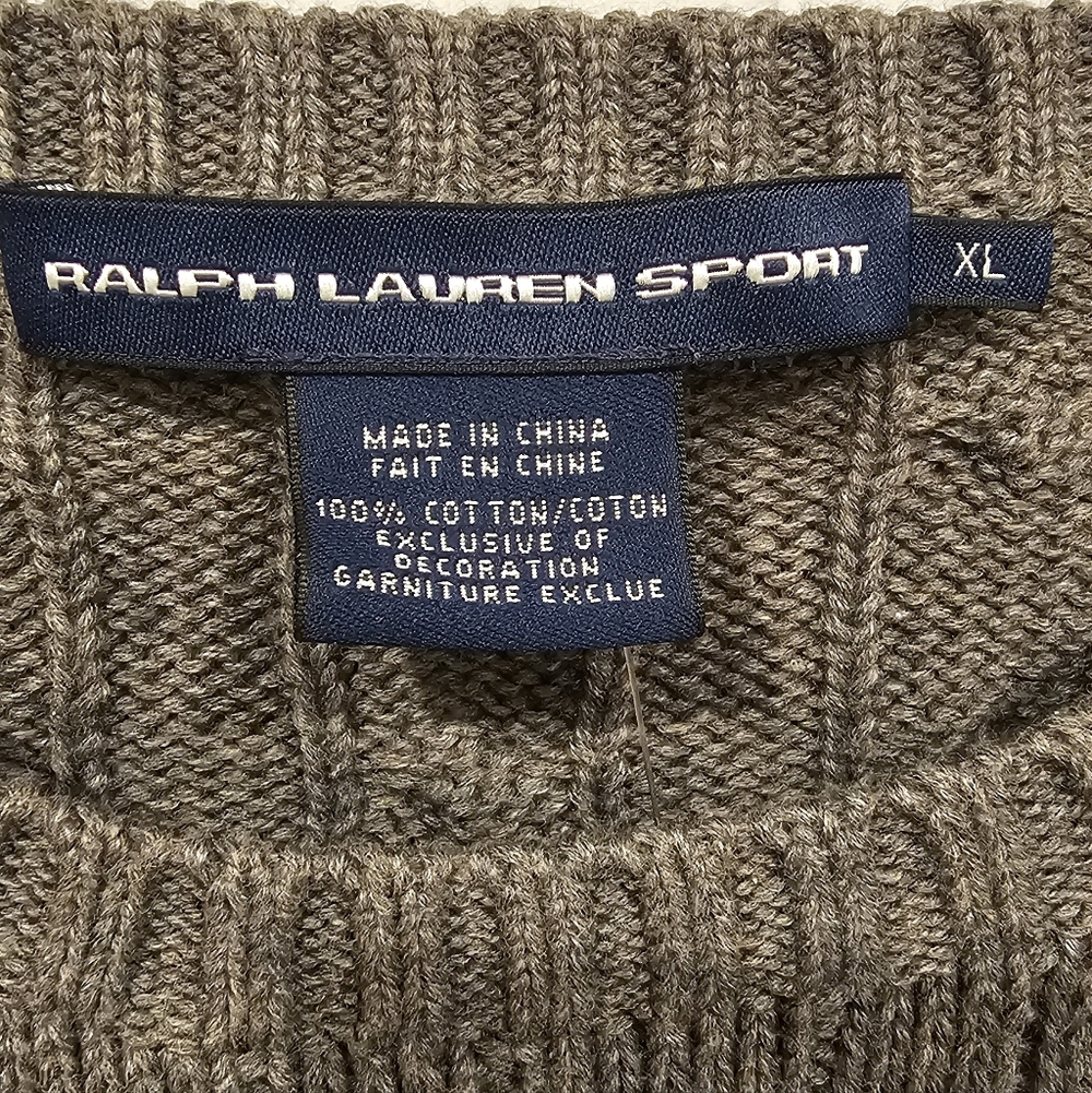 NWT Ralph Lauren Sport Women's Gray Cable Knit Pullover with Pink Logo Size-XL - Picture 11 of 12